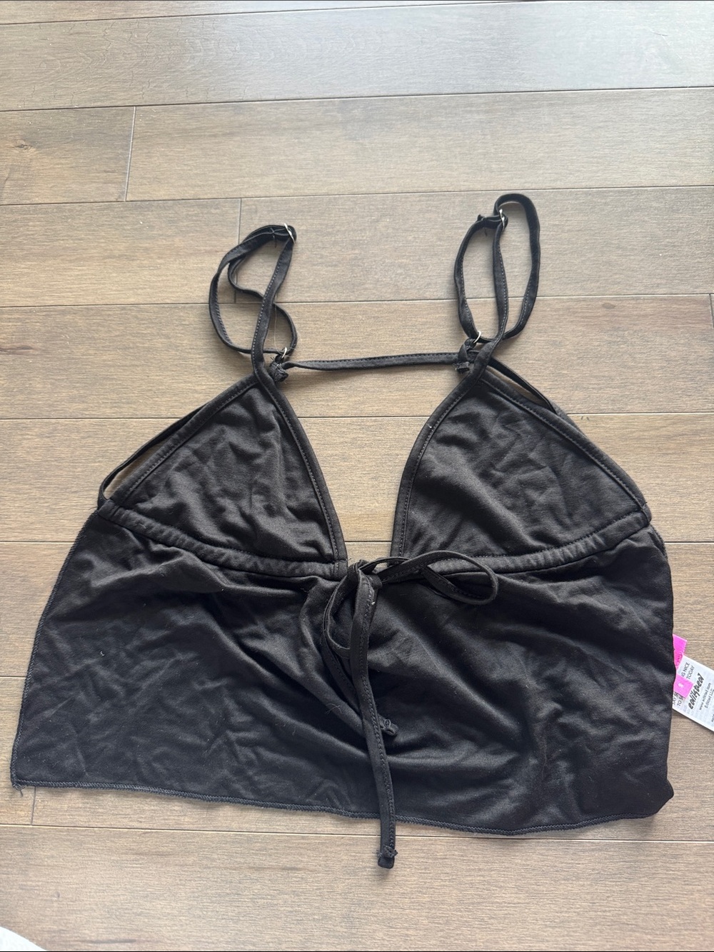 Edikted Black Tie-Front Bralette Crop Top